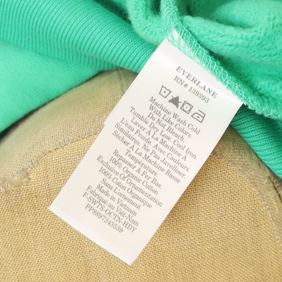 EVERLANE The Track Organic Cotton Hoodie Sweatshirt S Bright Jade Green NWT B62 - Picture 6 of 6